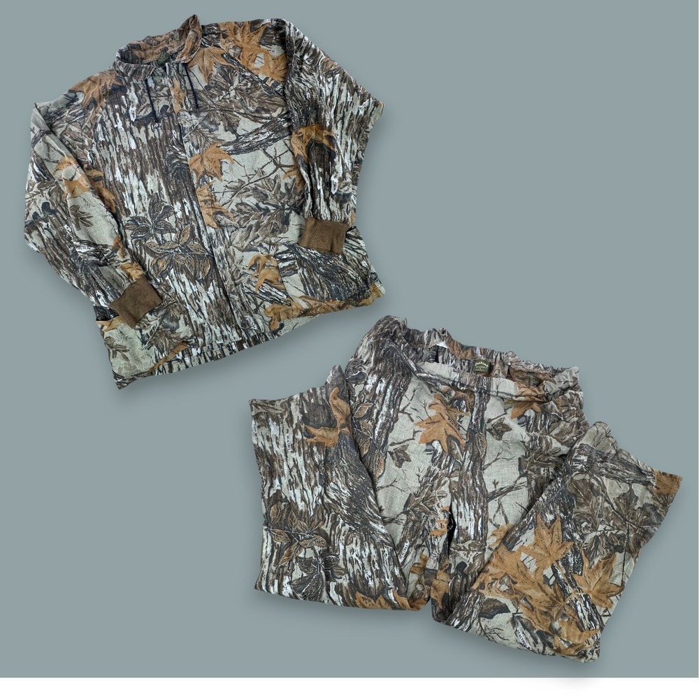 VTG Spartan Realtree Camo Shirt & Pants XL Full Zip Hunting Field Made USA FLAWS